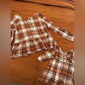 The Children’s Place Mommy and Me Plaid Long Sleeve Tops - Brown and White
